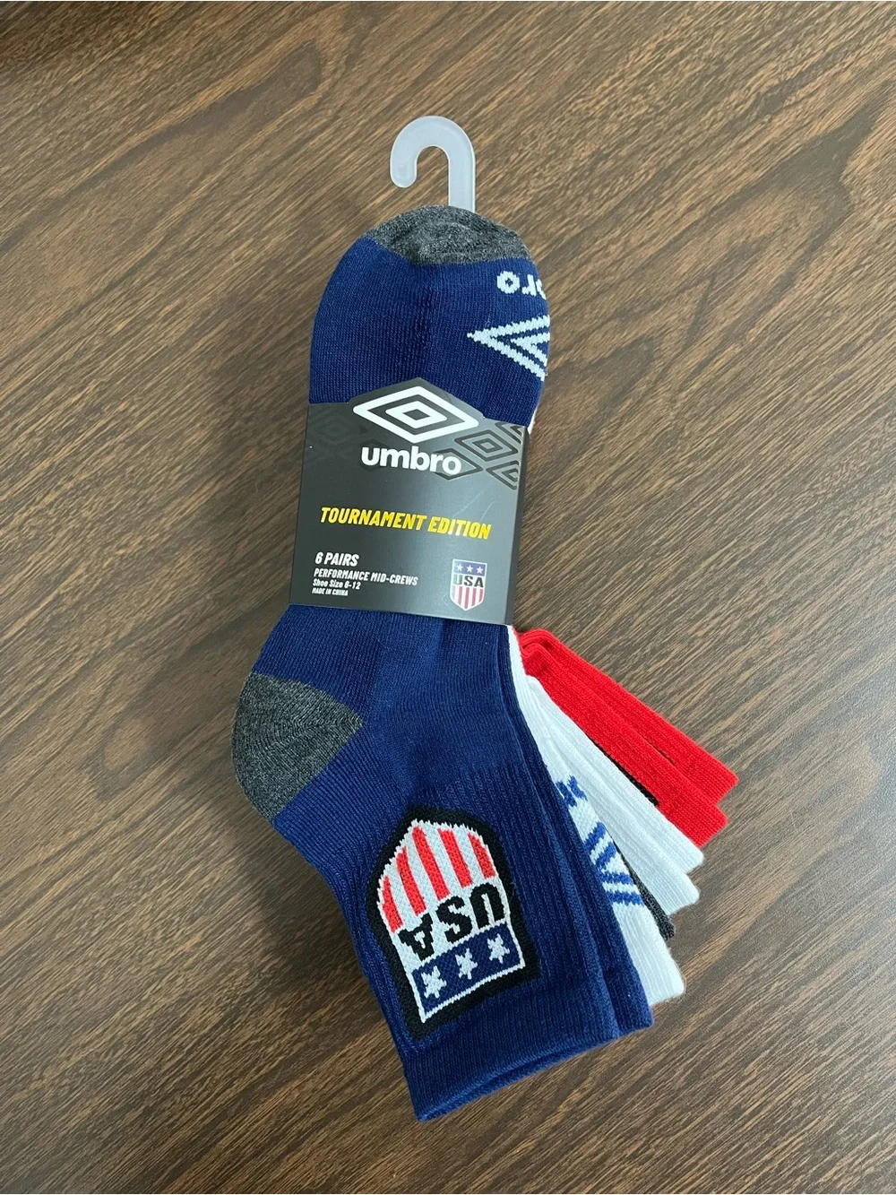 Umbro Tournament Edition USA Soccer Socks 6 Pairs Sz 6-12 New With Tags